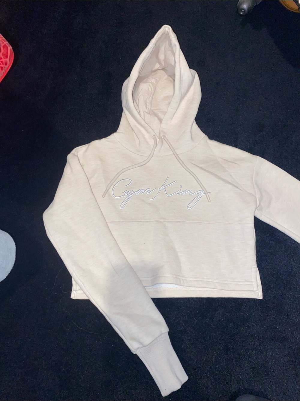 Gymking Women's Cream Cropped Hoodie